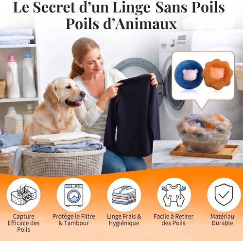 Boules Anti-Poils pour Machine à Laver